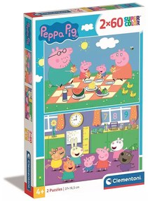 Peppa malac Picnic and School 2x60 db-os puzzle Clementoni