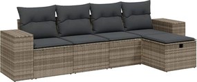 vidaXL 5 részes világosszürke polyrattan kerti ülőgarnitúra párnákkal