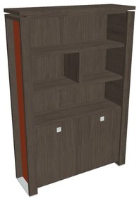 Verno+ S magas szekrény 140 x 46 x 210 cm, polccal, antracit tölgy / narancs
