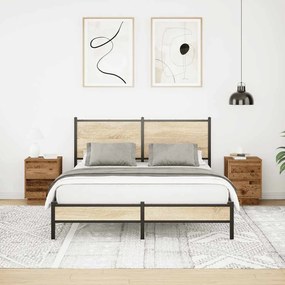2 db antik fa éjjeliszekrények LED világítással 38x34x50 cm