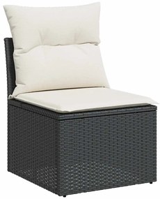 vidaXL 9 részes fekete polyrattan akácfa kerti ülőgarnitúra párnákkal