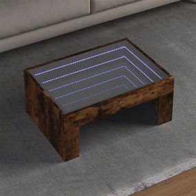 Füstös tölgy végtelen hatású LED-es dohányzóasztal 70x50x30 cm
