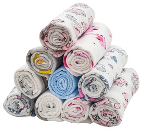 Pamut pelenka nyomtatott mintával NEW BABY 60x80 cm STANDARD 10 db