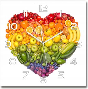 Üveg falióra, nagy Zöldséges szív 60x60