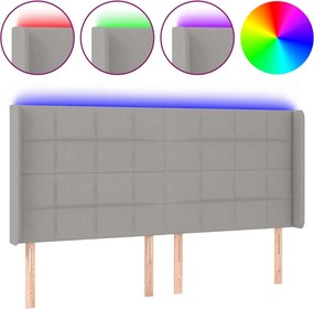vidaXL világosszürke szövet LED-es fejtámla 163x16x118/128 cm