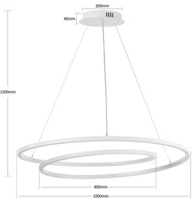 Brilagi-LED Fényerőszabályozható kábeles csillár TWISTER LED/105W/230V, átmérő 100 cm, fehér + távirányítóval