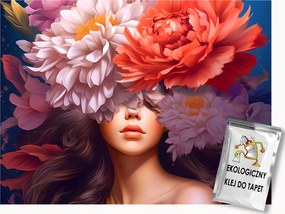 Fotótapéta Flizelina Portré Nő Lány Virágok Bazsarózsa 350x250 ragasztó