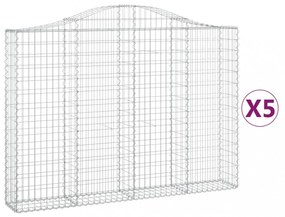 5 db íves horganyzott vas gabion kosár 200x30x140/160 cm