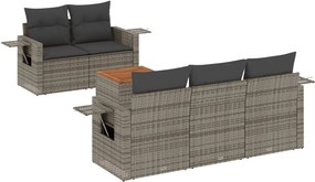 vidaXL 6 részes szürke polyrattan kerti ülőgarnitúra párnákkal