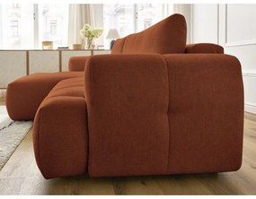 Téglavörös kinyitható-tárolóhelyes sarokkanapé (bal oldali-heverő résszel) Fuji – Bobochic Paris