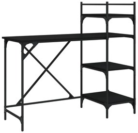 fekete számítógépasztal polcokkal 120x47x109 cm