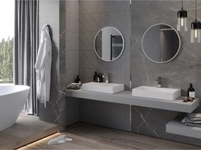 Mexen Loft kerek fürdőszobai tükör 60 cm, fehér keret - 9850-060-060-000-20