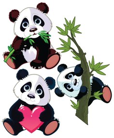 Panda 3 db-os gyerek falmatrica szett - Ambiance