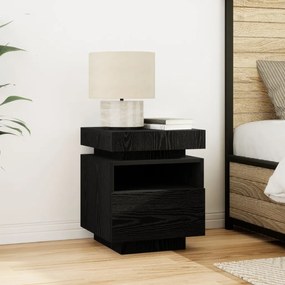 Éjjeli Asztal LED Fényekkel 2 db Fekete Tölgy 40x39x48,5 cm