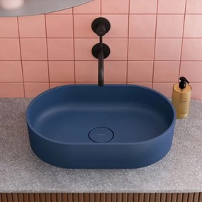 OMNIRES OVOUNMB - OVO 55x36 cm mosdó, dolomit, matt éjféli kék