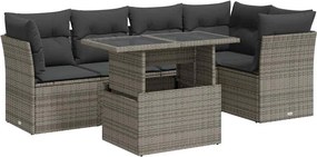vidaXL 6 részes szürke polyrattan kerti ülőgarnitúra párnákkal
