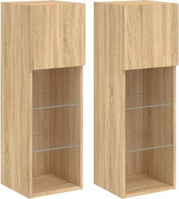 vidaXL 2 db sonoma tölgy színű TV-szekrény LED-ekkel 30,5x30x90 cm