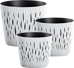 Virágtartó szett Sandy Round 1,7/3/7,9L fehér Virágtartó fedél