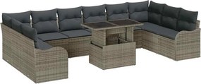 vidaXL Kerti Kanapé Szett párnával 11 pcs Szürke Poli rattan