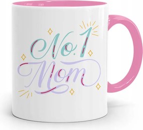 Rózsaszín Ajándék Bögre Anyukáknak NO.1 Mom Ajándék fényképes nyomattal