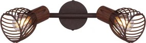 Globo 54817-2 Spot fém rozsdabarna sötét fa megjelenésű betéttel. Kapcsoló a talpra szerelve. LxH:300x145, exkl. 2xE14 40W 230V