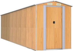 vidaXL világosbarna horganyzott acél kerti fészer 192x772x223 cm