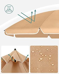 Napernyő 200 cm, UPF 50+ napvédelem, talp nélkül – Taupe