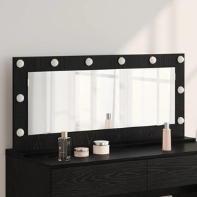 Tükör LED világítással Fekete tölgy 100x45x18 cm