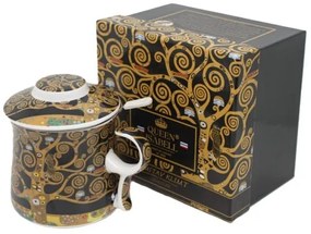 Klimt porcelán bögre fémszűrővel és tetővel - 350 ml - Életfa díszdobozban