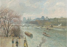 Kép - Camille Pissarro, The Louvre, Afternoon, Rainy Weather, reprodukciók (70x50 cm)