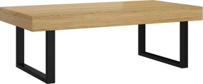 vidaXL világosbarna és fekete MDF és vas dohányzóasztal 120x60x40 cm