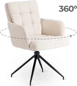 Forgó szék krém színben, kordbársony kárpittal, AKITA