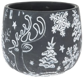 Beton virágcserép burkolat Winter deer, 16,5 x13,5 cm