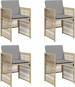 vidaXL 4 db vegyes bézs polyrattan kerti szék párnával