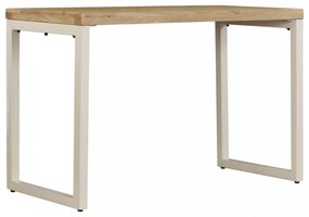tömör mangófa és acél étkezőasztal 115 x 55 x 76 cm