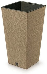 FURU SQUARE ECO WOOD virágtartó 30 cm betéttel, barna, M