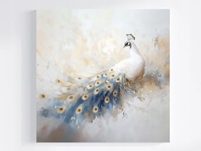 Canvas Elegáns Páva Fehér Tollak Glamour Art Vászonkép 40x40