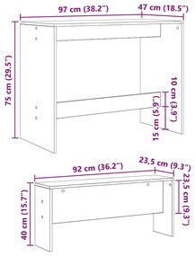 Étkezőgarnitúra 2 pcs Musta tammi 97 x 47 x 75 cm Faanyag