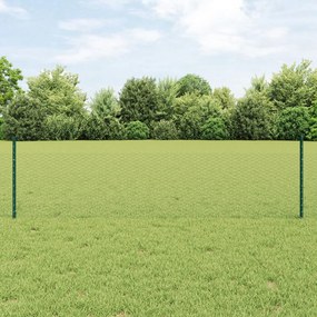 Kerti kerítés szett 2 db Zöld PVC-bevonatos acél 25 x 0.5 m