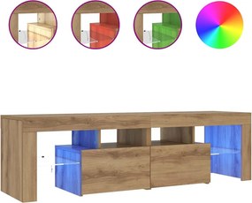 vidaXL kézműves tölgy szerelt fa TV-szekrény LED-ekkel 140x36,5x40 cm
