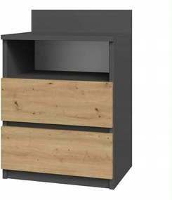 Éjjeliszekrény 2 Fiókos 40X59 CM Antracit Artisan Modern MS1