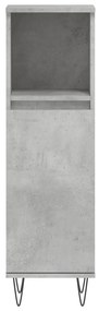 Betonszürke szerelt fa fürdőszobaszekrény 30 x 30 x 100 cm