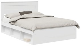 vidaXL Ágykeret matracmal fejtámlával Fehér 150 x 200 cm Tömör fenyőfa
