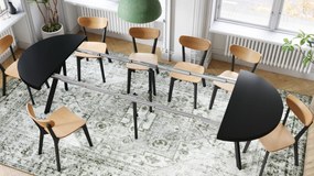 Mazzoni VITO Fekete Matt/fekete lábak - LOFT/IPARI STÍLUSÚ 310 cm-re BŐVÍTHETŐ NAGY KEREK ASZTAL Ø110 Y LÁBAKKAL