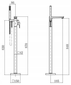 Invena Paros, szabadon álló kádcsaptelep, króm, INV-BW-09-W01-A