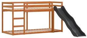 barna tömör fenyő emeletes ágy csúszdával és létrával 75x190 cm
