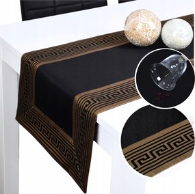 Asztalterítő Rodos Lux 40x180 Fekete Arany Csíkos Foltálló Dekoratív