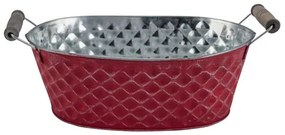 Cink virágedény piros-ezüst, 31x17x12cm