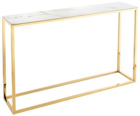 Design konzol Latrisha 110 cm fehér-arany - márvány utánzata