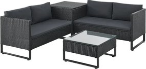 Juskys Rattan szett Santorini - fekete